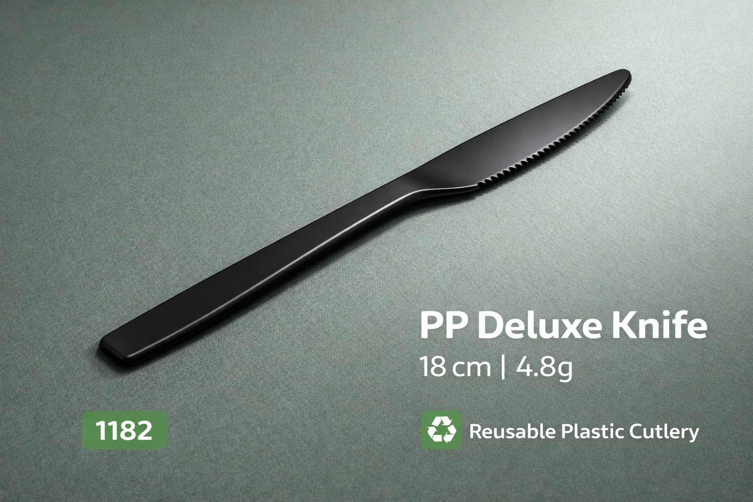 Couteau PP noir 18 cm reutilisable