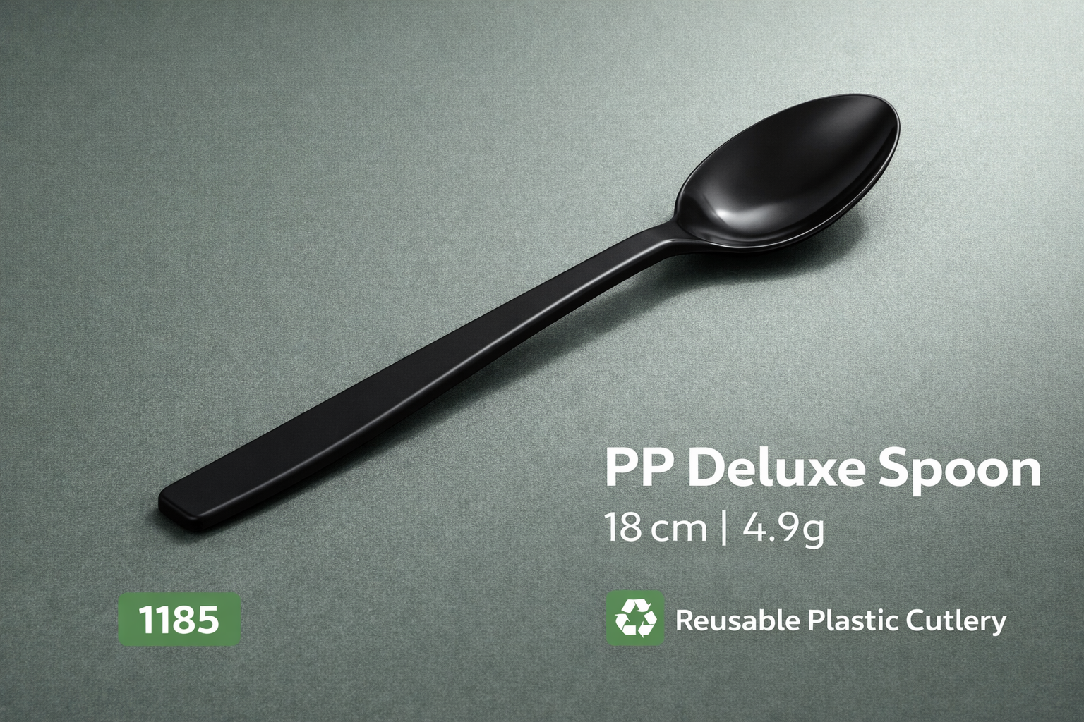 Cuillère PP noire 18 cm reutilisable