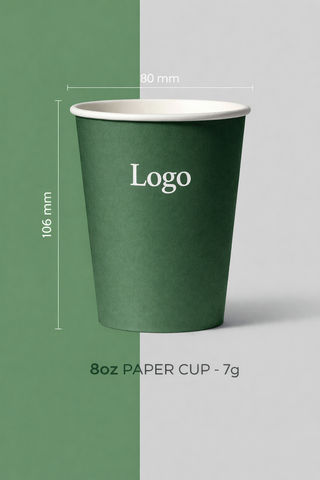 Gobelet en carton 8oz ~250ml, impression personnalisee, ideal pour boissons chaudes a emporter