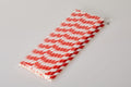 Paille en papier compostable rouge et blanc emballée individuellement 197 x 6 mm