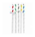 Paille en papier compostable Jumbo rouge et blanche emballée individuellement 230 x 8 mm