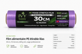 Film alimentaire PE etirable lilas, 30 cm, 10 microns, 590 g net, usage professionnel