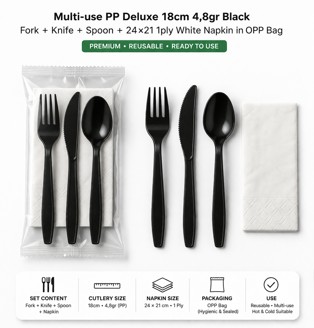 Kit couverts PP avec serviette