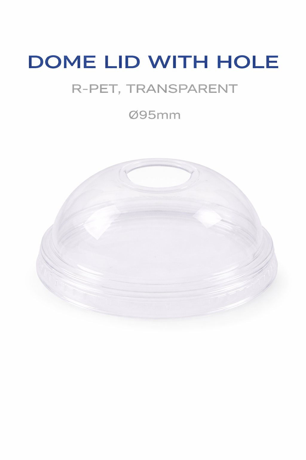 Couvercle transparent en dôme avec trou pour paille