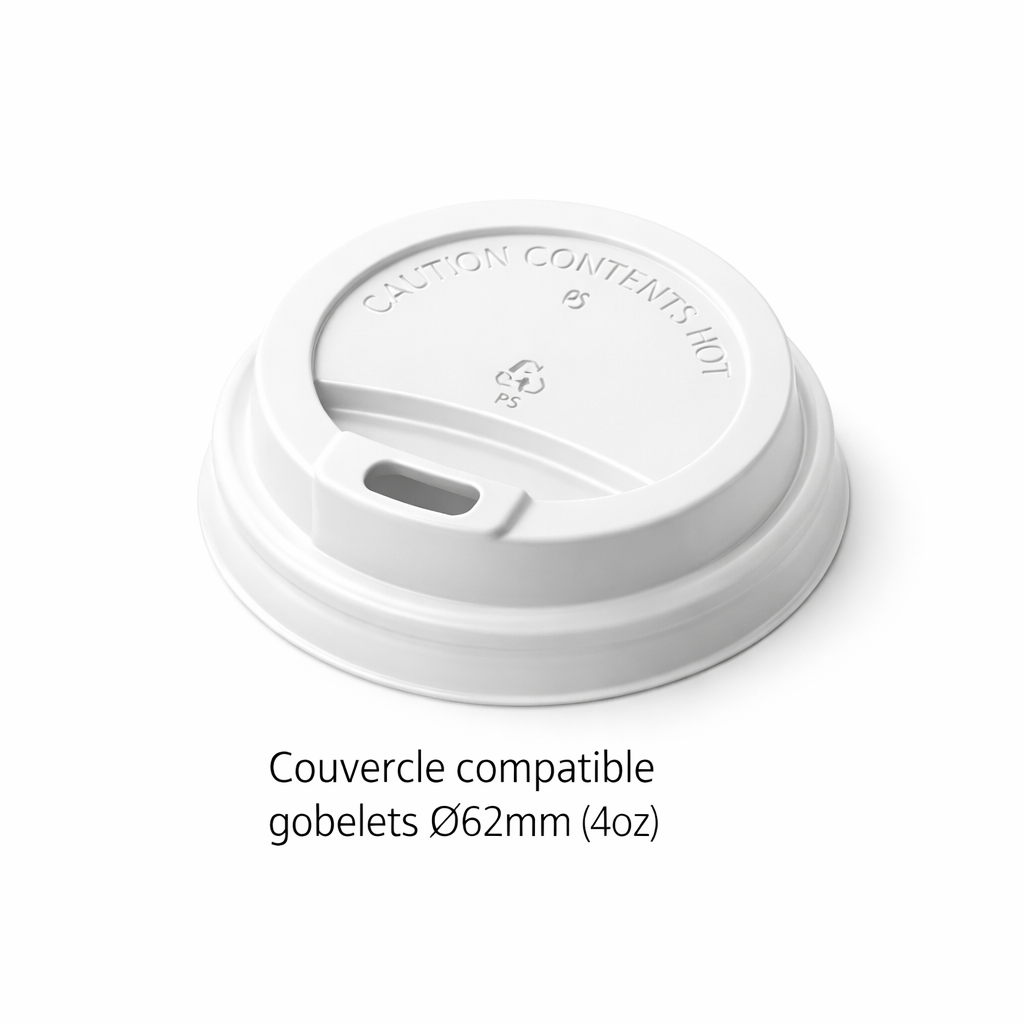 Petit couvercle blanc a bec buveur pour gobelet chaud (120 ml / 4oz)