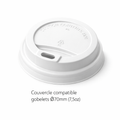 Couvercle blanc a bec buveur pour gobelet chaud (220 ml / 7.5oz)
