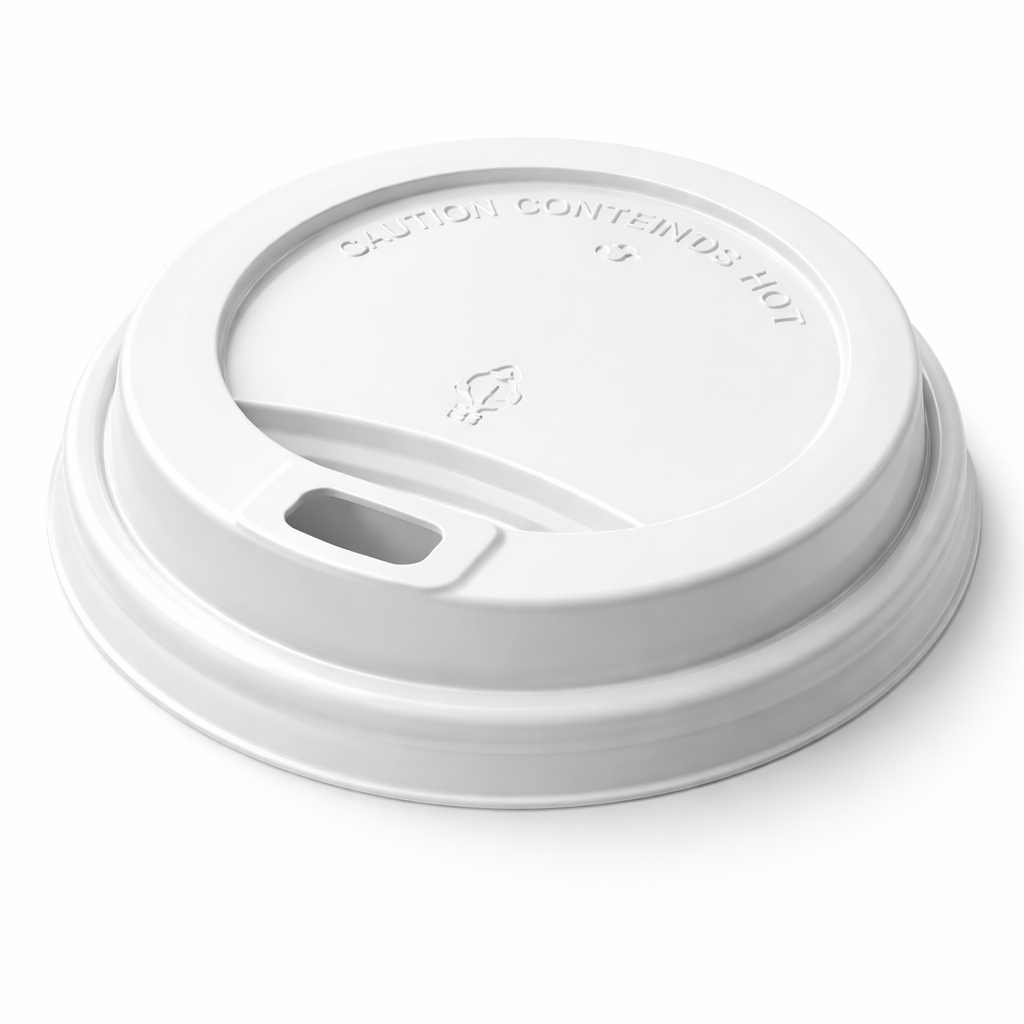 Couvercle blanc a bec buveur pour gobelet chaud (240 ml / 8oz)