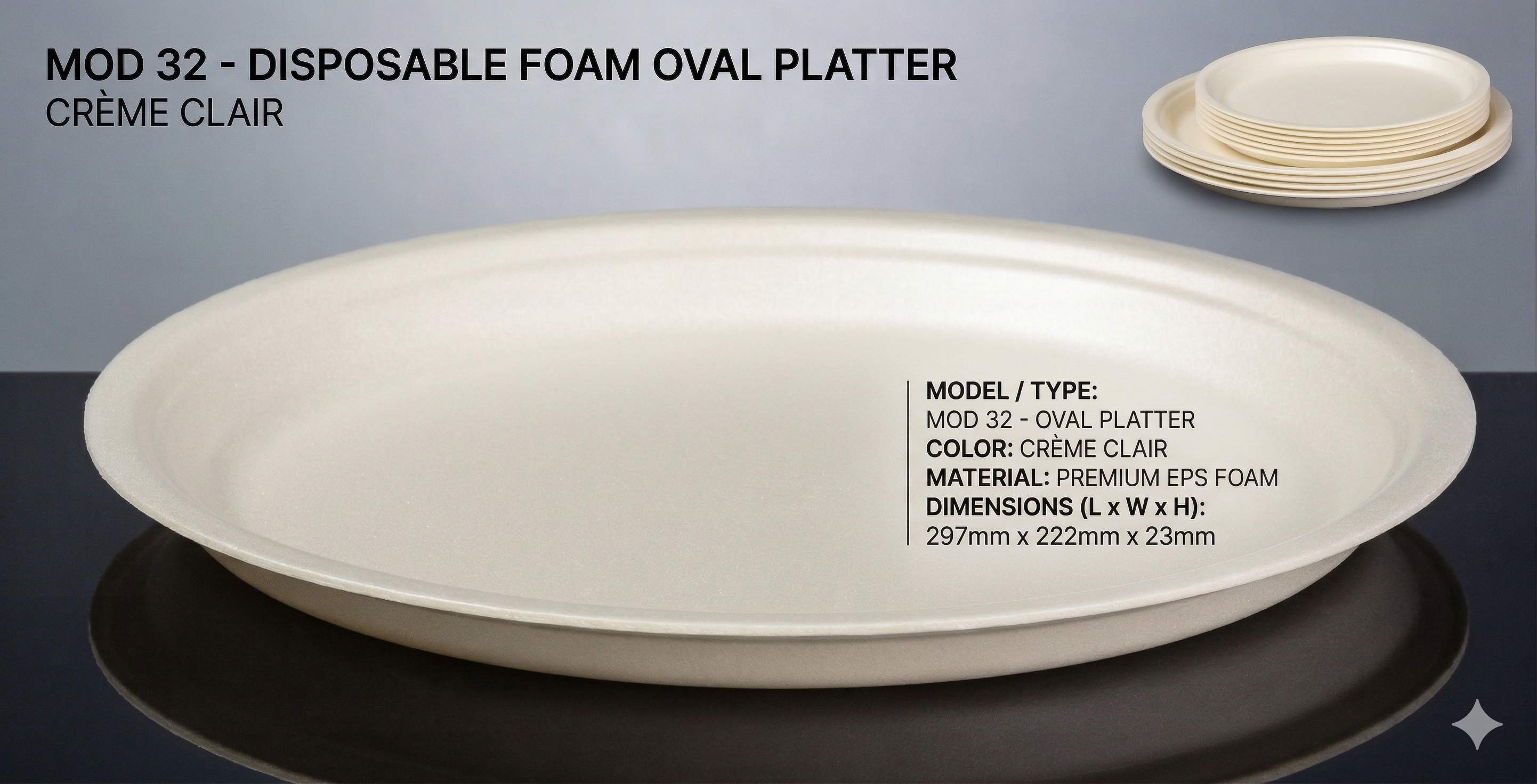 Plateau rectangulaire creme clair