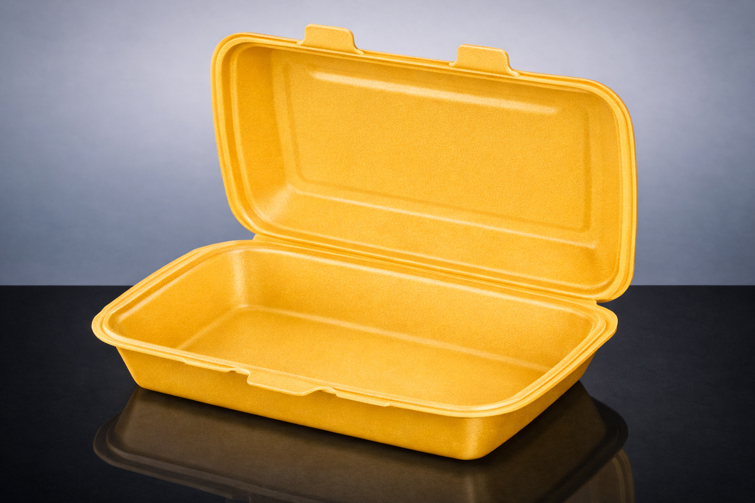 Boite hamburger / fast-food jaune fonce