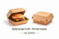 Boite a hamburger haute a charnière en carton kraft