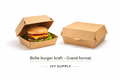 Grande boite a hamburger a charnière en carton kraft