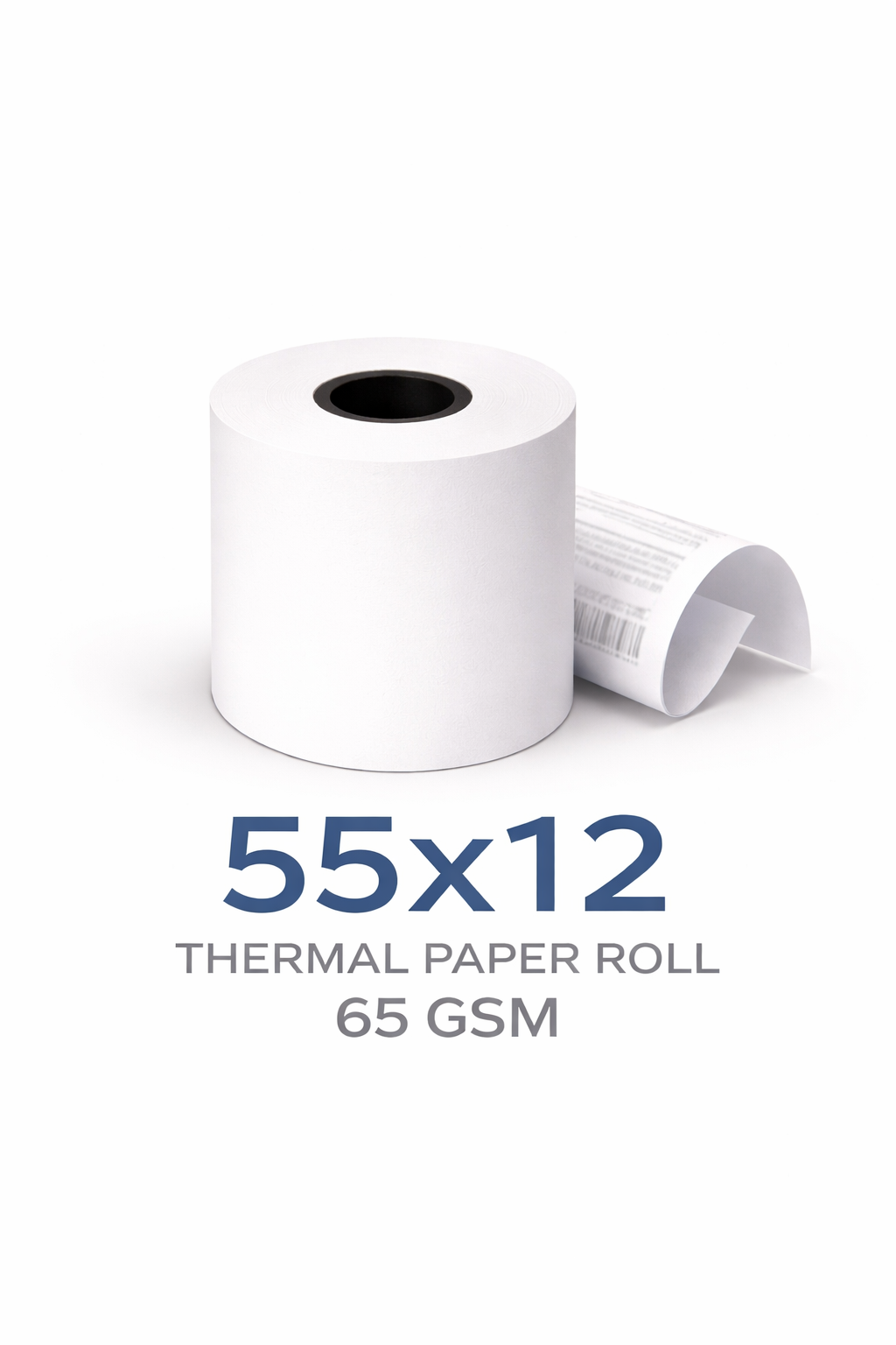 Rouleau de papier thermique 55mm x 12m, 65g/m², blanc, pour tickets et petits terminaux