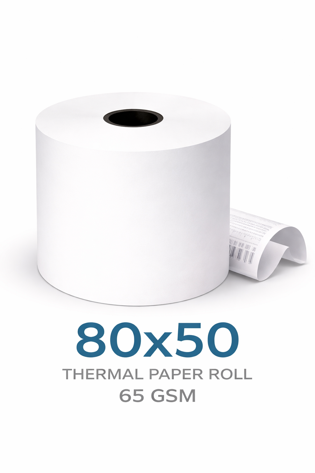 Rouleau de papier thermique 80mm x 50m, 65g/m², blanc, pour imprimantes de caisse